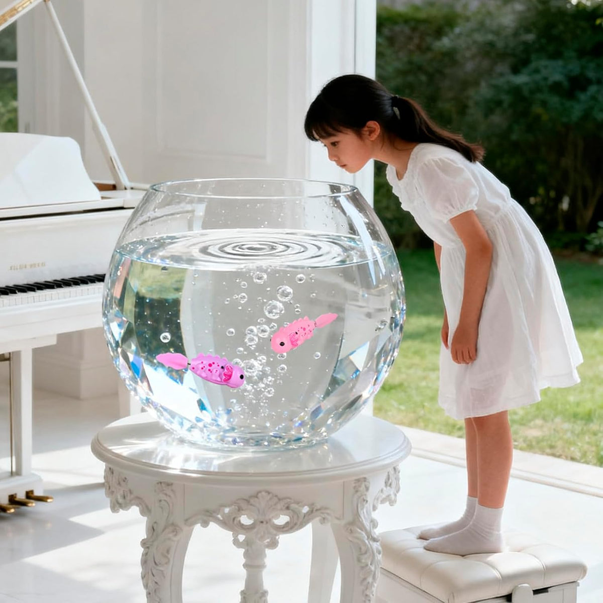Robotic Pets Alive Swimming Axolotl Electric Baby Axolotl Fish Bath Toys ( 2-Pack Pink /Purple) for Kids 18M+