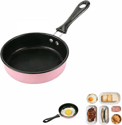 4.7 Inch Mini Frying Pan, Black Non-Stick Egg Pan with Hanging Hole, Flat Bottom Design for Gas, Induction, Electric Stove, Perfect for Single Serve Breakfast, Omelets & Camping, RV Use (Pink)