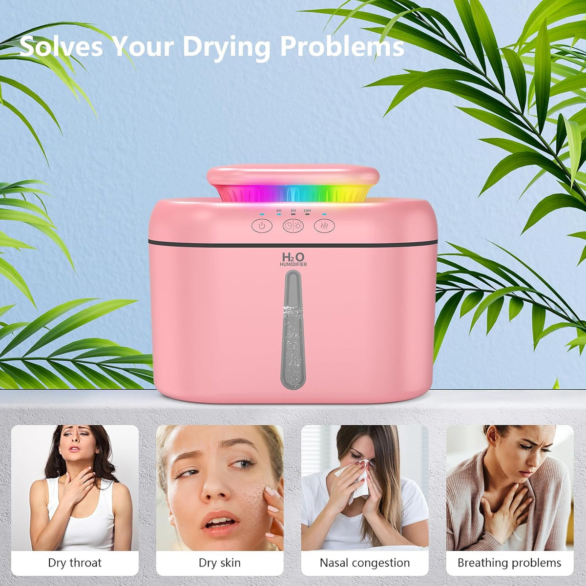 SZO Plant Humidifier Indoor, 2.5L Humidifiers for Bedroom, Pink