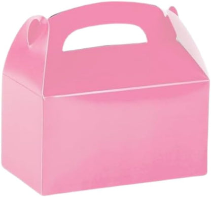 12 Pack Treat Boxes, 6.2x3.6x3.3 Inches Candy Gift Boxes, Party Favor With Handles, Paper Gift Boxes for Kids, Snacks, Candy, Toys, Birthday, Wedding, Halloween, Christmas (Pink)