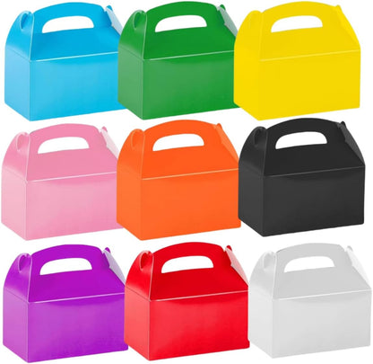 12 Pack Treat Boxes, 6.2x3.6x3.3 Inches Candy Gift Boxes, Party Favor With Handles, Paper Gift Boxes for Kids, Snacks, Candy, Toys, Birthday, Wedding, Halloween, Christmas (Pink)
