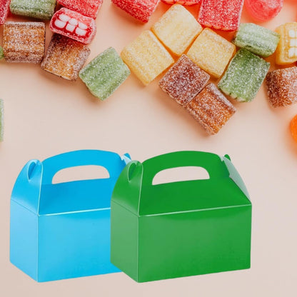 12 Pack Treat Boxes, 6.2x3.6x3.3 Inches Candy Gift Boxes, Party Favor With Handles, Paper Gift Boxes for Kids, Snacks, Candy, Toys, Birthday, Wedding, Halloween, Christmas (Pink)