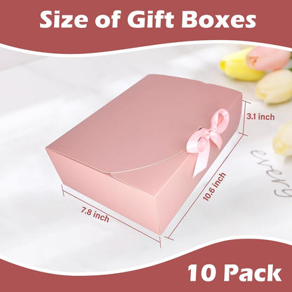 10 PCS Pink Gift Boxes with Lids, 10.6x7.8x3.1 Inch Proposal Boxes
