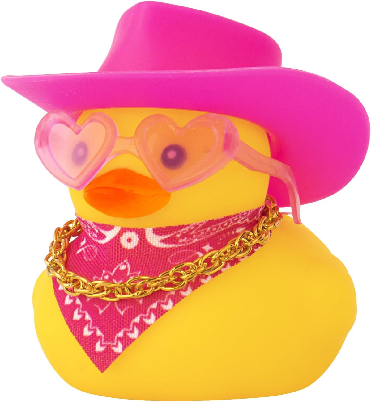 Car Rubber Cowboy Duck, Yellow Ducks Decoration Dashboard with Cowboy Hat Necklace Sunglasses, Pink