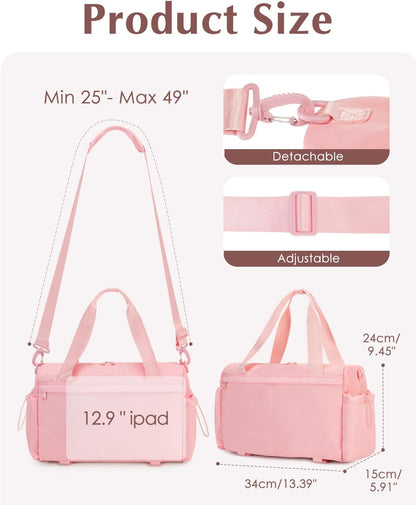 Small Gym Bag, Mini Gym Bag with Yoga Mat Holder & Wet Compartment, Pink