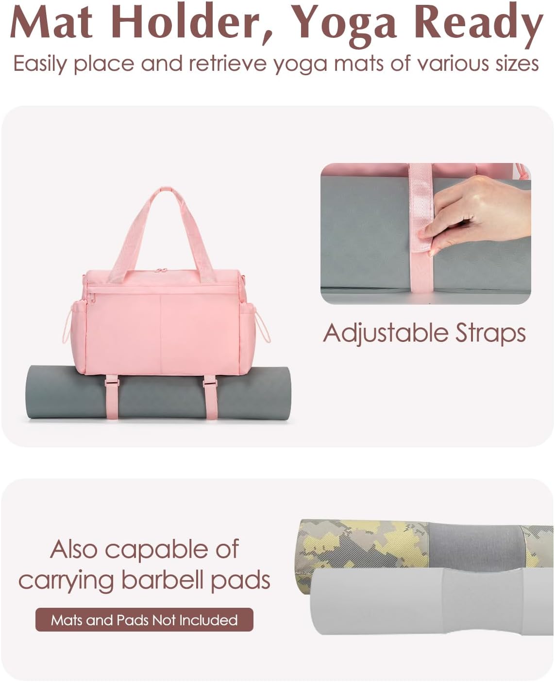 Small Gym Bag, Mini Gym Bag with Yoga Mat Holder & Wet Compartment, Pink