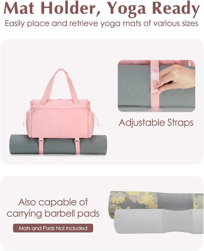 Small Gym Bag, Mini Gym Bag with Yoga Mat Holder & Wet Compartment, Pink