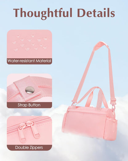 Small Gym Bag, Mini Gym Bag with Yoga Mat Holder & Wet Compartment, Pink