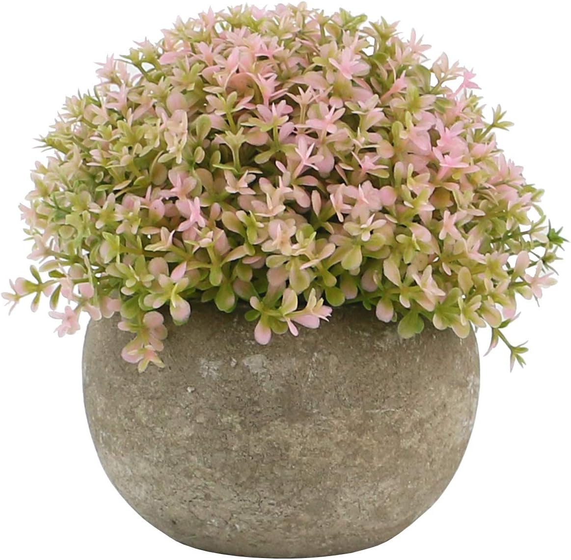 Mini Plastic Faux Plants in Pot/Small Topiary Shrubs Pink
