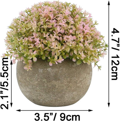 Mini Plastic Faux Plants in Pot/Small Topiary Shrubs Pink