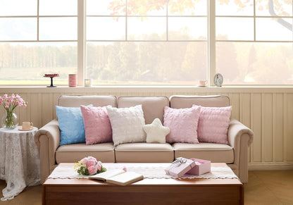 Light Pink Christmas Pillow Covers 18x18 Set of 2 Valentine Coquette Room Decor Faux Fur Bow Soft Aesthetic Plush Preppy Fluffy Decorative Throw Cushion Case for Sofa Couch Bed Chair Living Room