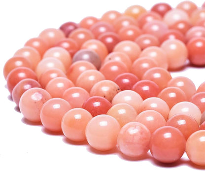 Natural Peach Rose Pink Jade Stone Beads for Jewelry Making Round Loose Spacer Beads 8mm Healing Power Crystal Gemstones 15" a Strand Gems Stone Loose Beads for Bracelets Necklace