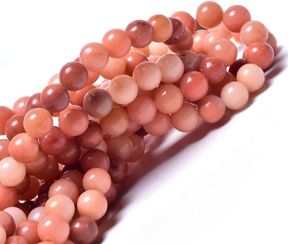 Natural Peach Rose Pink Jade Stone Beads for Jewelry Making Round Loose Spacer Beads 8mm Healing Power Crystal Gemstones 15" a Strand Gems Stone Loose Beads for Bracelets Necklace