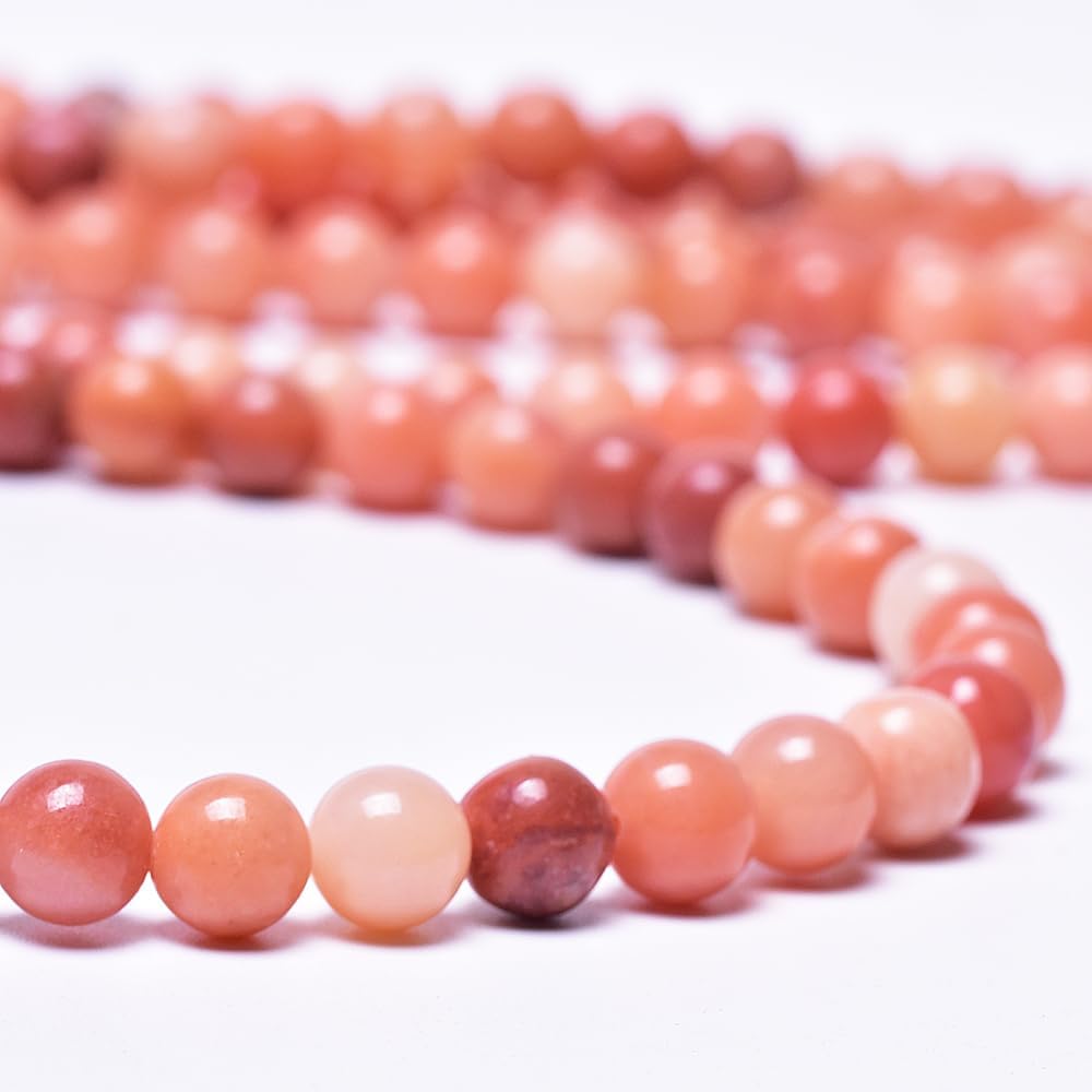 Natural Peach Rose Pink Jade Stone Beads for Jewelry Making Round Loose Spacer Beads 8mm Healing Power Crystal Gemstones 15" a Strand Gems Stone Loose Beads for Bracelets Necklace