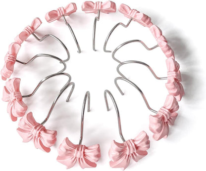 Cute Bow Knot Shower Curtain Hooks Rings, Modern Home Decorativ Rust Resistant Hangers, 12PCS Shower Hooks for Bathroom Shower Rod, Bedroom, Living Room (Bow Pink)