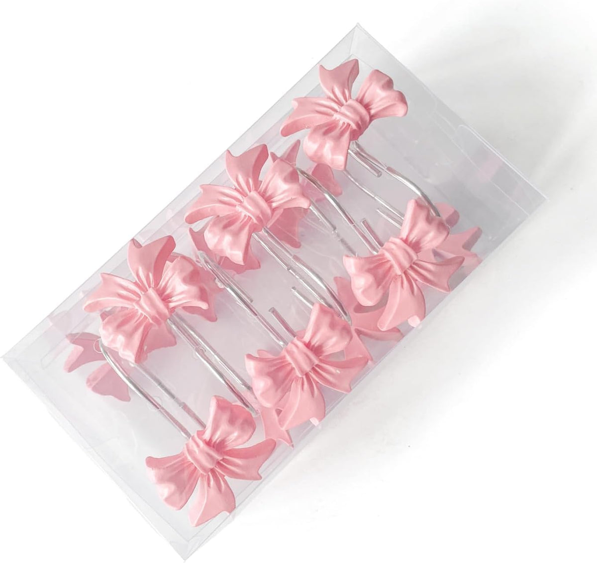Cute Bow Knot Shower Curtain Hooks Rings, Modern Home Decorativ Rust Resistant Hangers, 12PCS Shower Hooks for Bathroom Shower Rod, Bedroom, Living Room (Bow Pink)