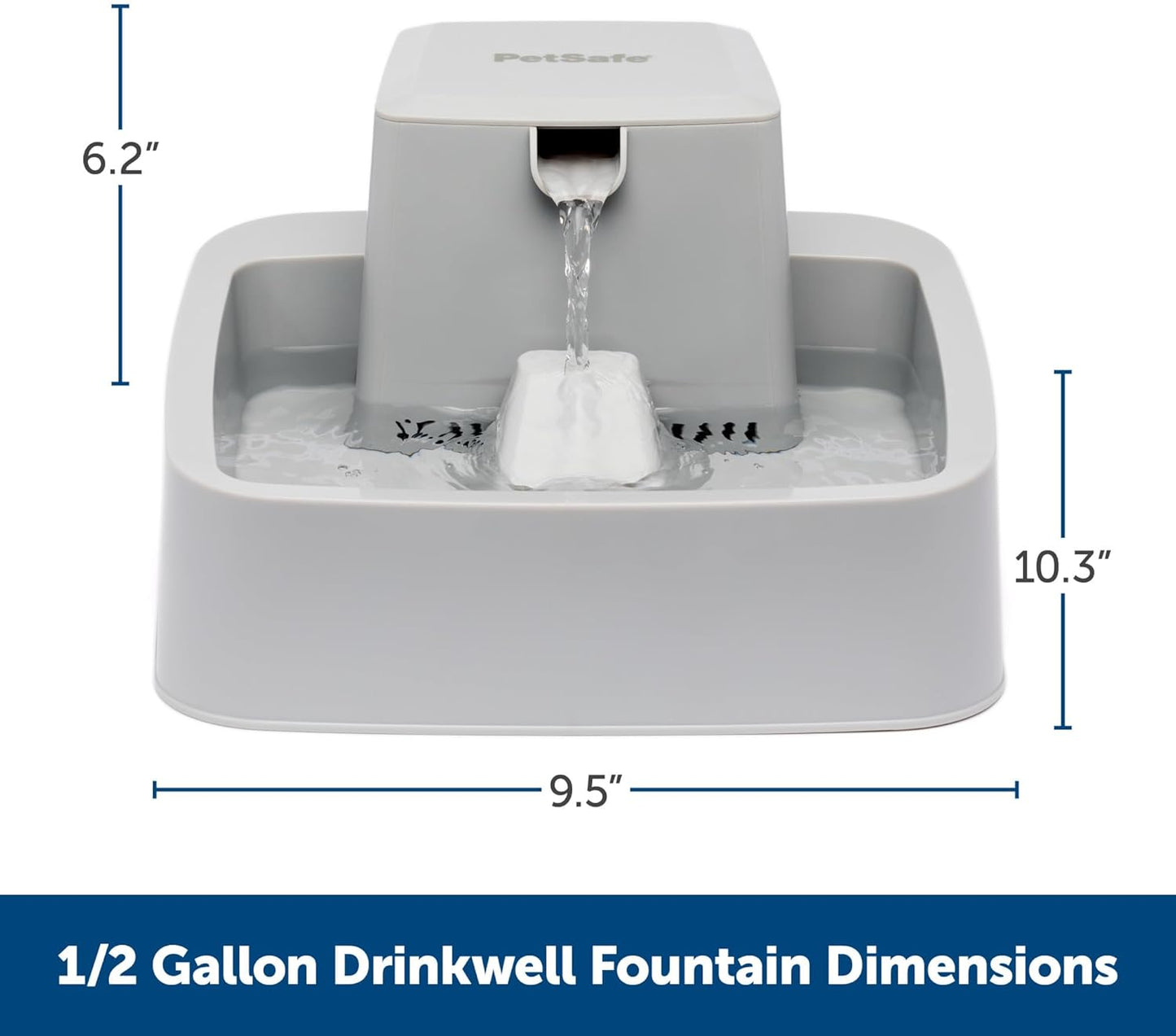 PetSafe Oasys 1/2 Gallon (64 Ounce) Small Pet Fountain - Small Dog and Cat Water Fountain - Dishwasher Safe Filtered Water Dispenser with Flow Control - Easy to Clean - Filters Included