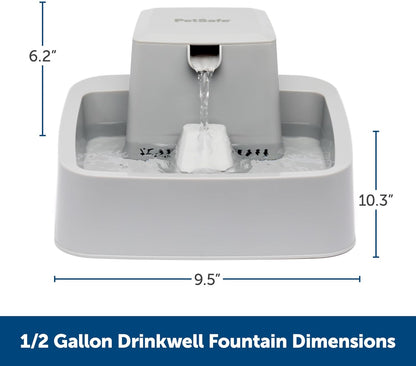 PetSafe Oasys 1/2 Gallon (64 Ounce) Small Pet Fountain - Small Dog and Cat Water Fountain - Dishwasher Safe Filtered Water Dispenser with Flow Control - Easy to Clean - Filters Included
