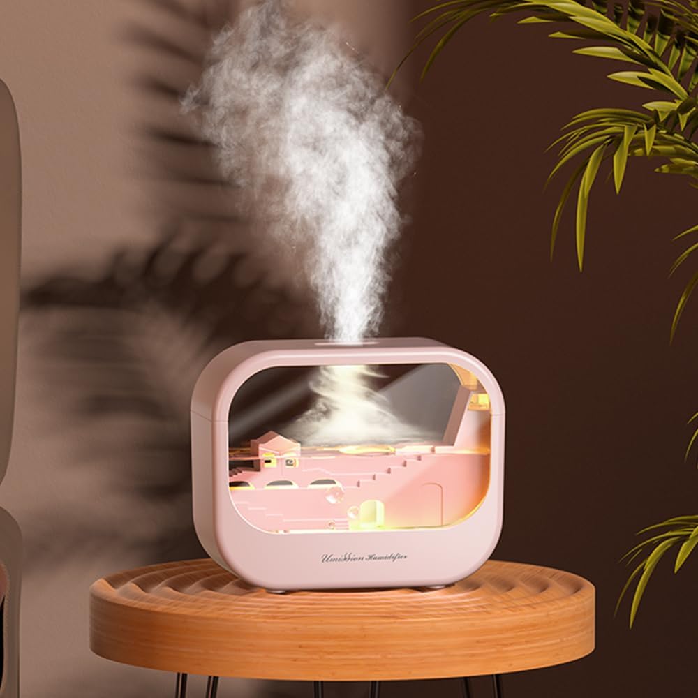 Essential Oil Diffuser, Cute Humidifier with 7 LED Light Colors, Waterless Auto Shut-Off & Timer Setting Cool Mist Humidifier Diffuser for Spa Home Yoga Office Bedroom(Pink)