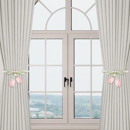 2 Pack Magnetic Curtain Tiebacks, Pearl Curtain Holdbacks, Pink