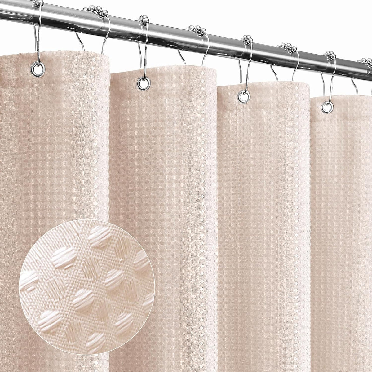 Blush Pink Cloth-Textured Shower Curtain, Hotel Style, 72 X 72