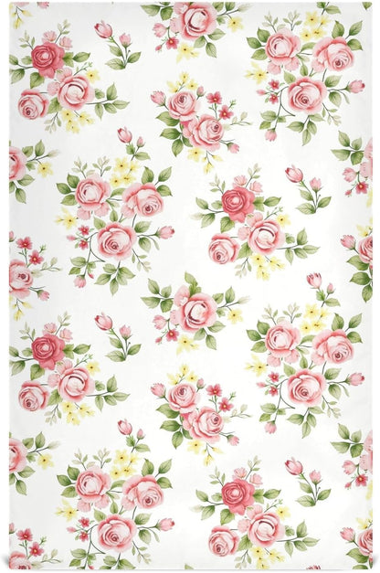 Flower Kitchen Towels 4 Pack, Pink Rose Flower Floral Dish Towels Dishcloth 18x28 Inch for Kitchen Household Cleaning