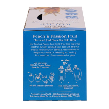 Ahmad Tea Black Tea, Cold Brew Peach and Passion Fruit Teabags, Iced Tea, 20 ct (Pack of 1) - Caffeinated and Sugar-Free