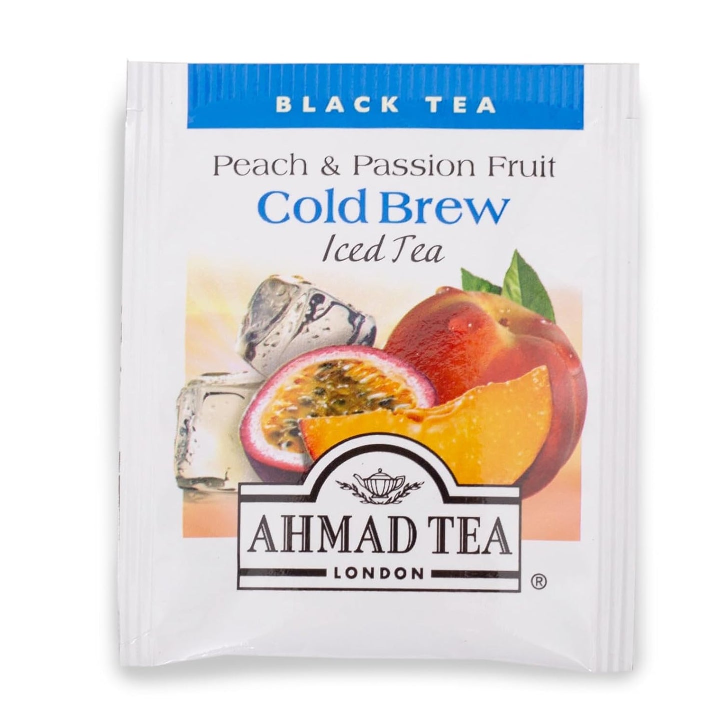 Ahmad Tea Black Tea, Cold Brew Peach and Passion Fruit Teabags, Iced Tea, 20 ct (Pack of 1) - Caffeinated and Sugar-Free