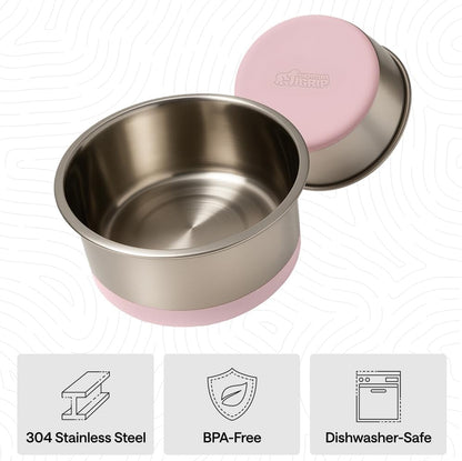 Dog Bowls, Food Grade Stainless Steel, Set of 2, 4 Cup, Pink