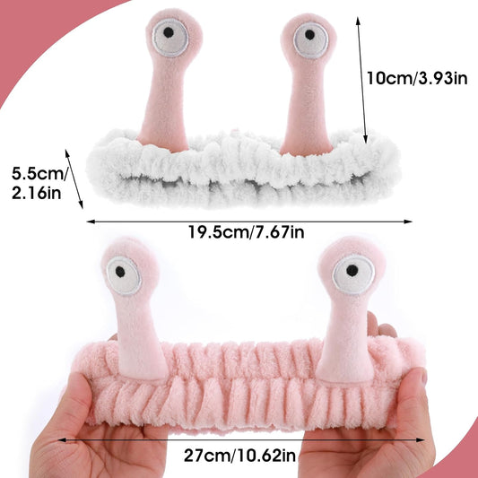 Face Wash Headband,Palm and Snail Spa Hair Bands Headband Pink&White