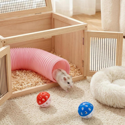 1 Pack Ferret Tubes & Tunnels with 4 Bell Balls, 3.9 in Wide, Pink
