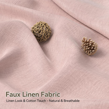 Pink Boho Shower Curtains for Bathroom, Farmhouse Shower Curtain with Top Tassels, Pink Shower Curtain Set, Faux Linen Fabric Shower Curtain with 12 Hooks, Hotel Quality, 72x72 Inches
