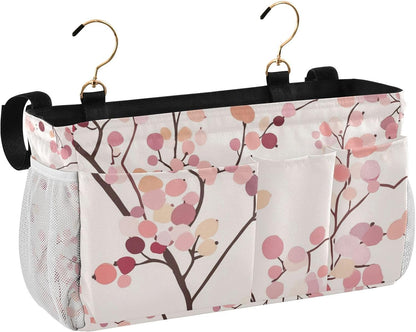Pink Cherry Flower Seamless Bedside Caddy Bedside Organizer Bedside Storage Caddy College Dorm Bed Accessories