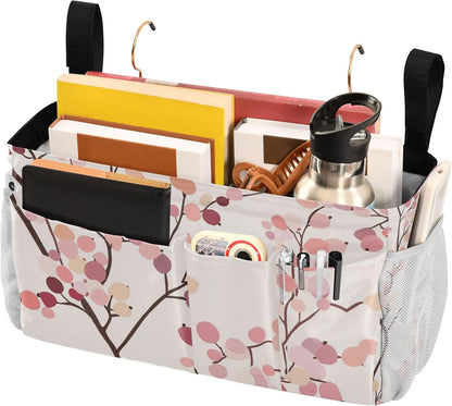Pink Cherry Flower Seamless Bedside Caddy Bedside Organizer Bedside Storage Caddy College Dorm Bed Accessories