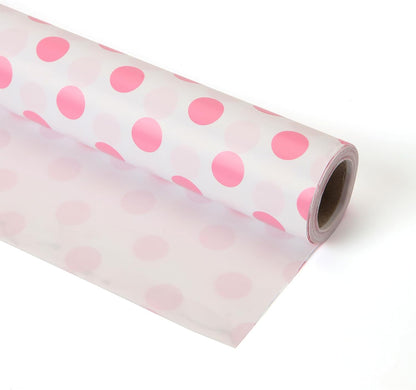 Polka Dot Wrapping Paper Roll, Mini Roll-17 Inches * 32.8 Feet, Pink Polka Dot Wrap Paper for Girls Women Grandma, for Mother's Day, Birthdays, Valentine's Day, Weddings, Anniversaries