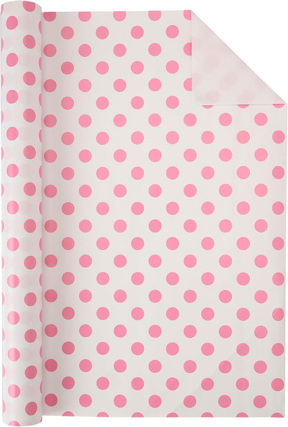 Polka Dot Wrapping Paper Roll, Mini Roll-17 Inches * 32.8 Feet, Pink Polka Dot Wrap Paper for Girls Women Grandma, for Mother's Day, Birthdays, Valentine's Day, Weddings, Anniversaries
