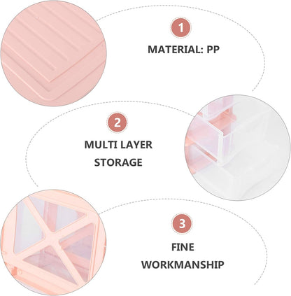 Pink Plastic Storage Drawers 3-Layer Clear Drawer Organizer Box for Desktop Makeup and Stationery Storage 9.06X6.89X5.31 Inches Dustproof Unit