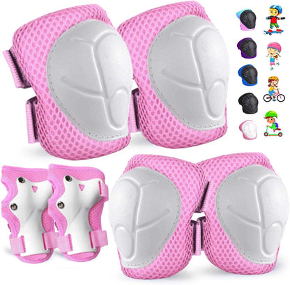 Kids/Youth Knee Pads and Elbow Pads Set for Kids 3-14 Years Boys Girls Protective Gear Set Adjustable Knee Pads, Elbow Pads, Wrist Guards Skateboard Skating Skiing Cycling Biking Running Scooter