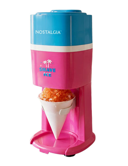 Shave Ice and Snow Cone Machine, Multi-Use Ice Shaver for Frozen Treats, Slushies, Snow Cones, and More – Reusable Cup and Ice Mold, Stainless Steel Blades – Pink