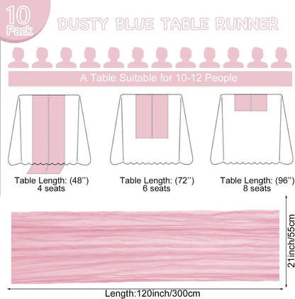 10 Pack Pink Table Runner 21x120 Inch Light Pink Cheesecloth Table Runner 10FT Boho Gauze Table Runners Long Cheese Cloth Table Runner Semi Sheer Runners for Wedding Bridal Baby Shower Party