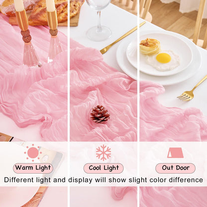 10 Pack Pink Table Runner 21x120 Inch Light Pink Cheesecloth Table Runner 10FT Boho Gauze Table Runners Long Cheese Cloth Table Runner Semi Sheer Runners for Wedding Bridal Baby Shower Party