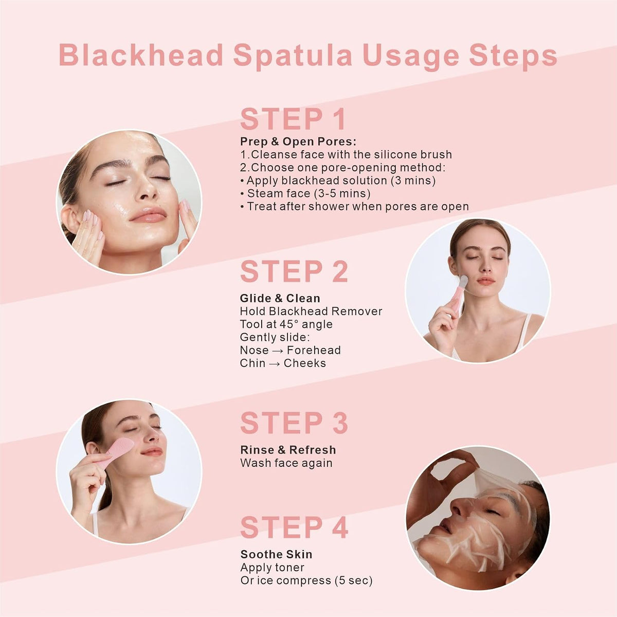 Blackhead Remover & Silicone Face Scrubber,Face Spatula,Facial Cleansing Brush, Pore Brush, Face Scrubber Exfoliator for Facial Deep Cleansing (Pink)