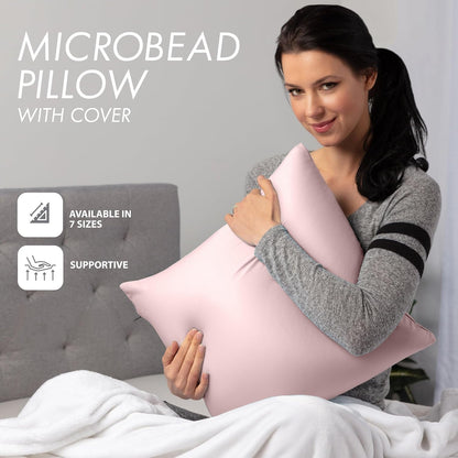 20" x 20" Throw Pillow - Cream Peach: 1 PCS Luxurious Premium Microbead Pillow with 85/15 Nylon/Spandex Fabric. Forever Fluffy, Outstanding Beauty & Support. Silky, Soft & Beyond Comfortable