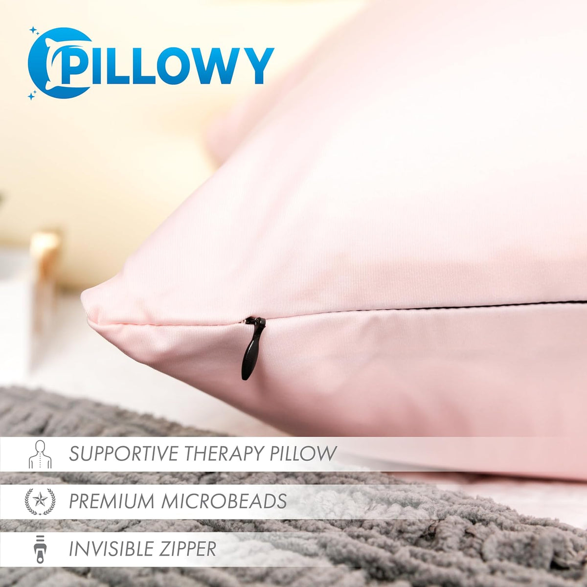 20" x 20" Throw Pillow - Cream Peach: 1 PCS Luxurious Premium Microbead Pillow with 85/15 Nylon/Spandex Fabric. Forever Fluffy, Outstanding Beauty & Support. Silky, Soft & Beyond Comfortable