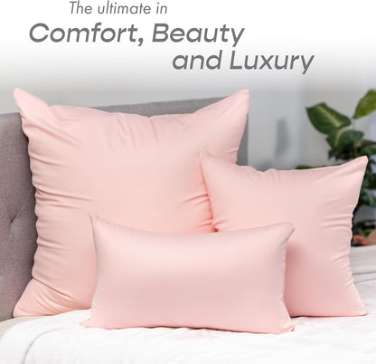20" x 20" Throw Pillow - Cream Peach: 1 PCS Luxurious Premium Microbead Pillow with 85/15 Nylon/Spandex Fabric. Forever Fluffy, Outstanding Beauty & Support. Silky, Soft & Beyond Comfortable