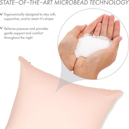20" x 20" Throw Pillow - Cream Peach: 1 PCS Luxurious Premium Microbead Pillow with 85/15 Nylon/Spandex Fabric. Forever Fluffy, Outstanding Beauty & Support. Silky, Soft & Beyond Comfortable