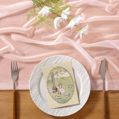 10pcs Blush Pink Gauze Table Runner Bulk Chiffon Like Wedding Table Runner