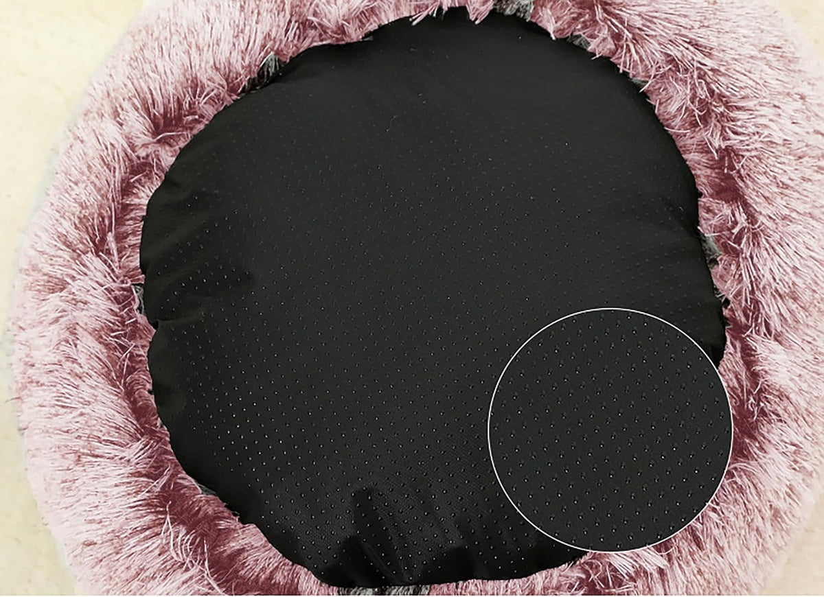 Dog Cave Bed for Small Dogs Cats Pets, Anti Anxiety Calming Plush Dog Beds, Fluffy Covered Hooded Cozy Burrow Puppy Beds, Anti-Slip Bottom Washable Pet Sleeping Bag (20" D, Pink)