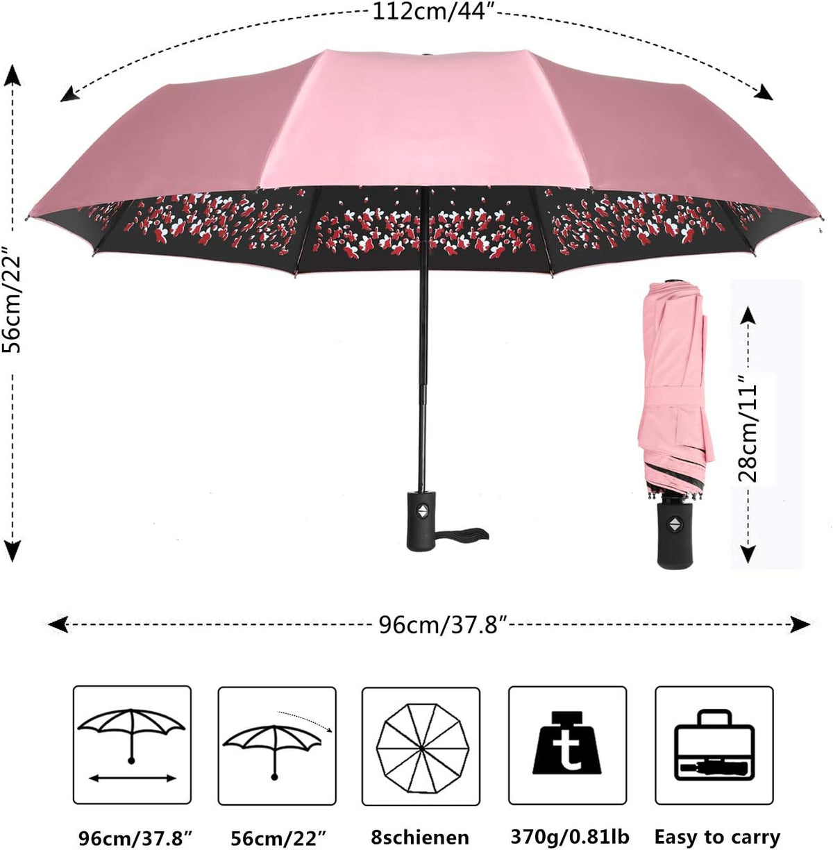 Sun Umbrella-Auto Open Close Folding Rain Umbrella,Waterproof Travel Women Parasol Automatic Umbrellas