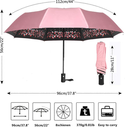 Sun Umbrella-Auto Open Close Folding Rain Umbrella,Waterproof Travel Women Parasol Automatic Umbrellas